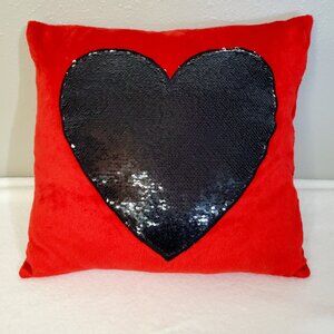 Red Reversible Flip Sequin Heart Pillow Decorative